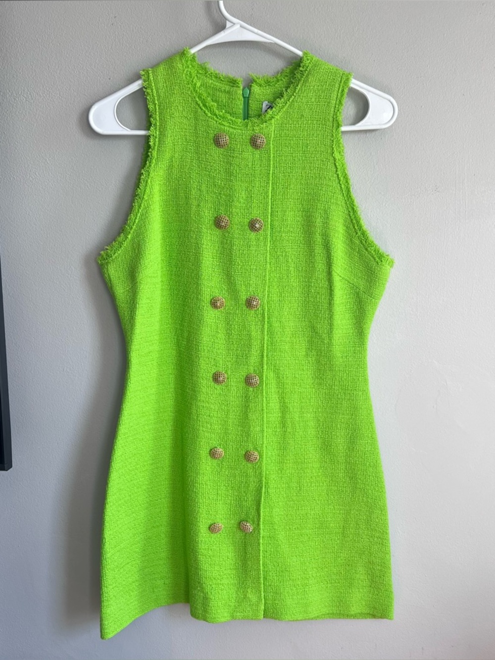 Zara Lime Green Sleeveless Double-Breasted Mini Dress
